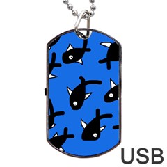 Cute Fishes Dog Tag Usb Flash (one Side) by Valentinaart