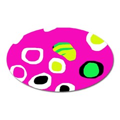 Pink Abstract Pattern Oval Magnet by Valentinaart