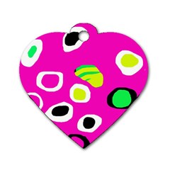 Pink Abstract Pattern Dog Tag Heart (one Side)