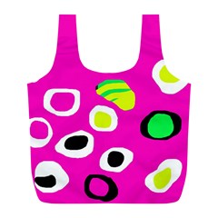Pink Abstract Pattern Full Print Recycle Bags (l)  by Valentinaart