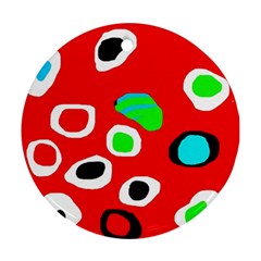 Red Abstract Pattern Ornament (round)  by Valentinaart