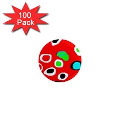 Red Abstract Pattern 1  Mini Magnets (100 Pack) 