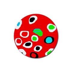 Red Abstract Pattern Rubber Round Coaster (4 Pack)  by Valentinaart