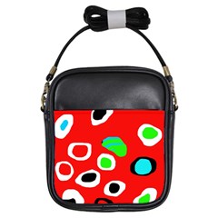 Red Abstract Pattern Girls Sling Bags by Valentinaart