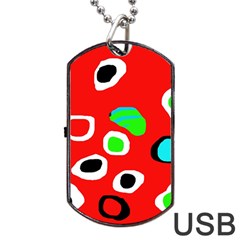 Red Abstract Pattern Dog Tag Usb Flash (one Side) by Valentinaart
