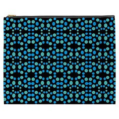 Dots Pattern Turquoise Blue Cosmetic Bag (xxxl)  by BrightVibesDesign