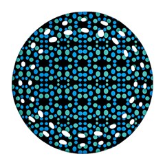 Dots Pattern Turquoise Blue Ornament (round Filigree)  by BrightVibesDesign