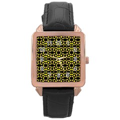 Dots Pattern Yellow Rose Gold Leather Watch 