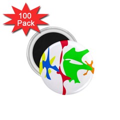 Colorful amoeba abstraction 1.75  Magnets (100 pack) 