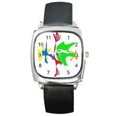 Colorful amoeba abstraction Square Metal Watch