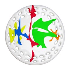 Colorful amoeba abstraction Round Filigree Ornament (2Side)