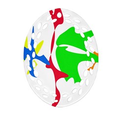 Colorful Amoeba Abstraction Oval Filigree Ornament (2-side)  by Valentinaart