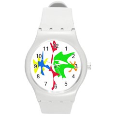 Colorful amoeba abstraction Round Plastic Sport Watch (M)