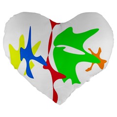 Colorful amoeba abstraction Large 19  Premium Flano Heart Shape Cushions