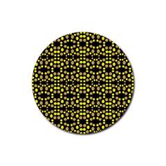 Dots Pattern Yellow Rubber Round Coaster (4 Pack) 