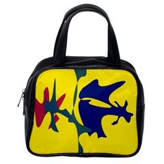 Yellow Amoeba Abstraction Classic Handbags (one Side)