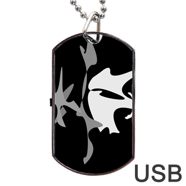 Black and white amoeba abstraction Dog Tag USB Flash (Two Sides) 