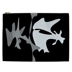 Black And White Amoeba Abstraction Cosmetic Bag (xxl)  by Valentinaart