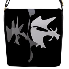 Black And White Amoeba Abstraction Flap Messenger Bag (s) by Valentinaart