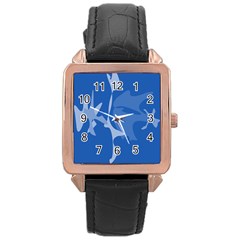 Blue Amoeba Abstraction Rose Gold Leather Watch 