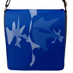 Blue Amoeba Abstraction Flap Messenger Bag (s) by Valentinaart