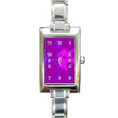 Purple, Pink And Magenta Amoeba Abstraction Rectangle Italian Charm Watch by Valentinaart