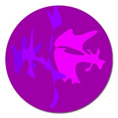 Purple, Pink And Magenta Amoeba Abstraction Magnet 5  (round) by Valentinaart