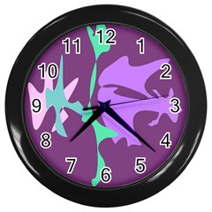 Purple Amoeba Abstraction Wall Clocks (black) by Valentinaart