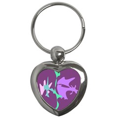 Purple Amoeba Abstraction Key Chains (heart) 