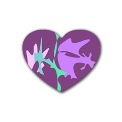 Purple Amoeba Abstraction Heart Coaster (4 Pack)  by Valentinaart