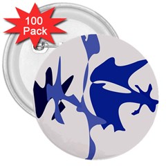 Blue Amoeba Abstract 3  Buttons (100 Pack)  by Valentinaart