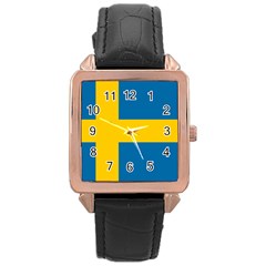 Flag Of Sweden Rose Gold Leather Watch  by abbeyz71