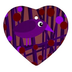 Sweet Purple Bird Ornament (heart) 