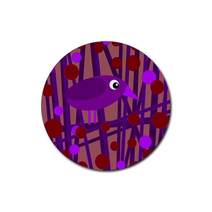 Sweet purple bird Rubber Coaster (Round) 