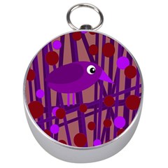 Sweet Purple Bird Silver Compasses by Valentinaart