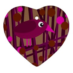 Cute Magenta Bird Ornament (heart) 