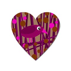 Cute Magenta Bird Heart Magnet by Valentinaart