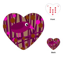 Cute Magenta Bird Playing Cards (heart)  by Valentinaart