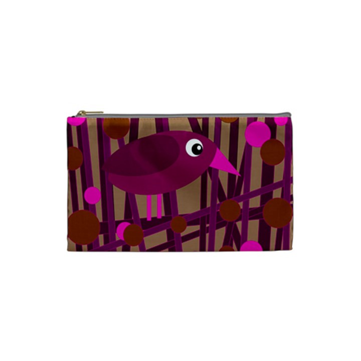 Cute magenta bird Cosmetic Bag (Small) 