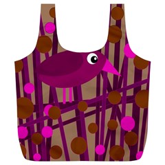 Cute Magenta Bird Full Print Recycle Bags (l)  by Valentinaart