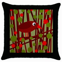 Red cute bird Throw Pillow Case (Black)