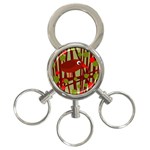 Red cute bird 3-Ring Key Chains Front