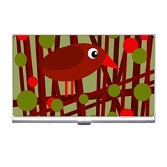 Red Cute Bird Business Card Holders by Valentinaart