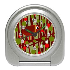 Red cute bird Travel Alarm Clocks