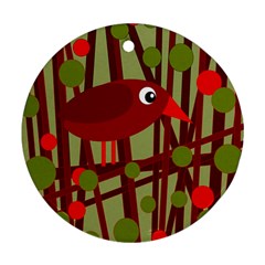 Red cute bird Round Ornament (Two Sides) 