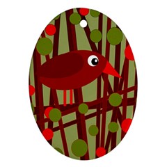 Red cute bird Oval Ornament (Two Sides)