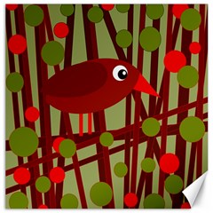 Red Cute Bird Canvas 12  X 12   by Valentinaart