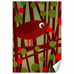 Red cute bird Canvas 12  x 18  