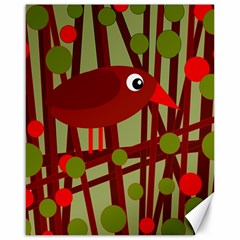 Red Cute Bird Canvas 16  X 20   by Valentinaart
