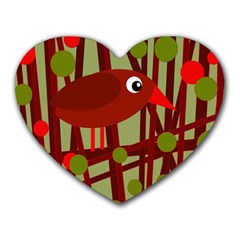 Red Cute Bird Heart Mousepads by Valentinaart